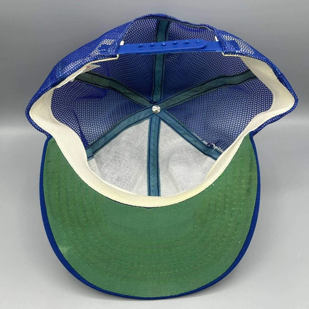 Vintage Chicago Cubs‎ Trucker Hat Men Large Blue MLB Annco Snap Back Cap
